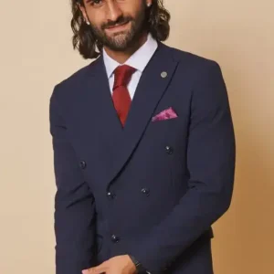 2-delat double-breasted blått herrkostym med rutor - Bromley Navy DB-kostym