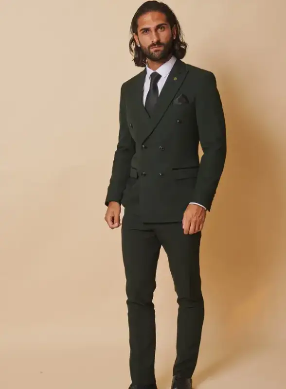 2-delat dubbelknäppt grönt herrkostym med rutor - Bromley Olive DB kostym - Bild 6