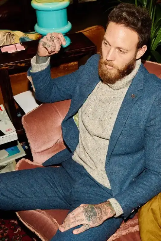 2-Delat Herrkostym - Blått Herrkostym - Dion Blue Herringbone 2-delar - Bild 4