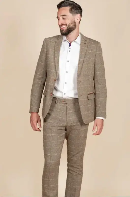 2-delat kostym - brunt herrkostym - Herringbone Brown suit 2-delar - Bild 4