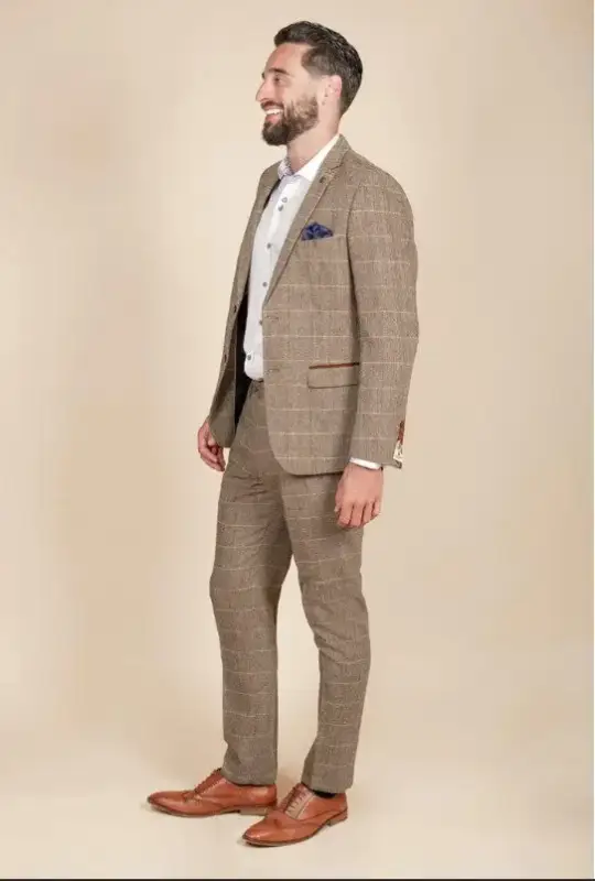 2-delat kostym - brunt herrkostym - Herringbone Brown suit 2-delar - Bild 3