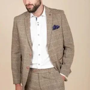 2-delat kostym - brunt herrkostym - Herringbone Brown suit 2-delar