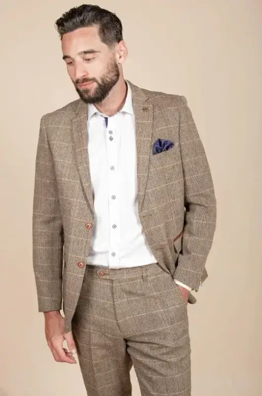 2-delat kostym - brunt herrkostym - Herringbone Brown suit 2-delar - Bild 2
