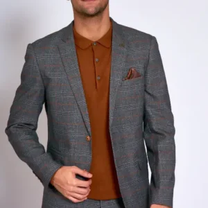 2-delat kostym - rutigt herrkostym - Jenson grått 2pc