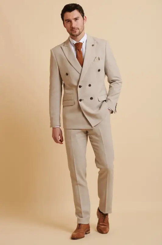 2-deligt pak - Stone Dubbelrijig Herenkostuum - Marc Darcy HM5 Stone suit - Bild 3