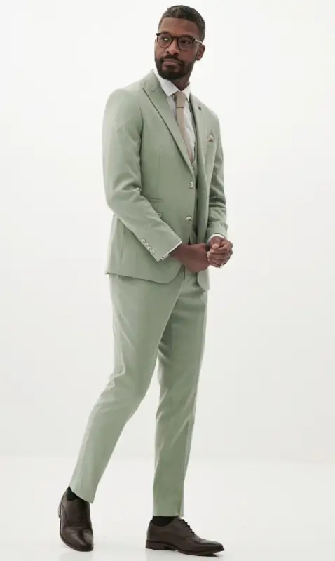 3-delad Herrkostym – Marc Darcy Finley Mossgrön - Bild 7