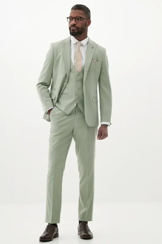 3-delad Herrkostym – Marc Darcy Finley Mossgrön - Bild 3
