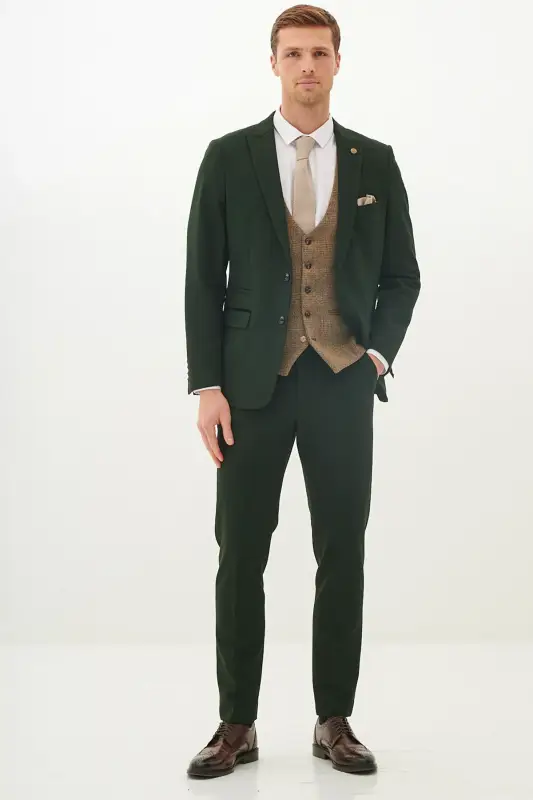 3-delad kostym för herr – Marc Darcy Bromley Olivgrön Mix and Match - Bild 5