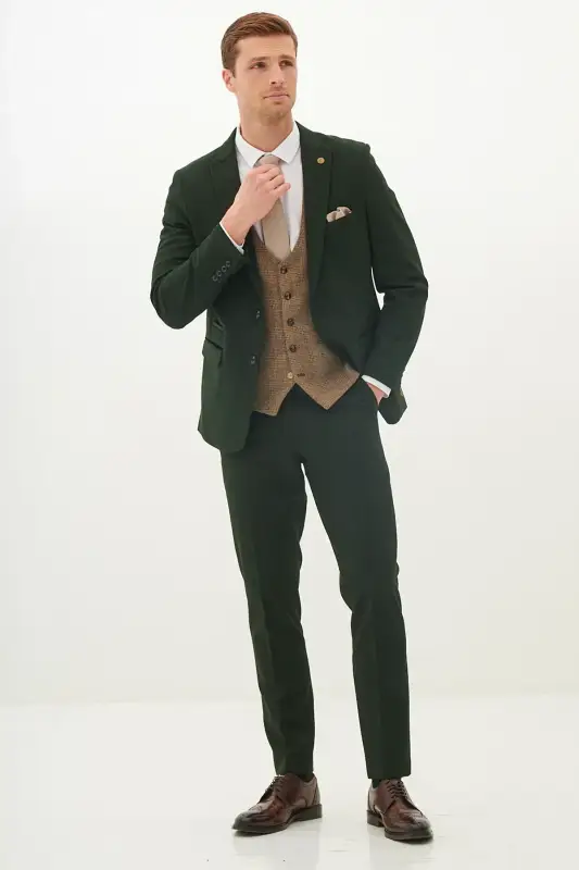 3-delad kostym för herr – Marc Darcy Bromley Olivgrön Mix and Match - Bild 3
