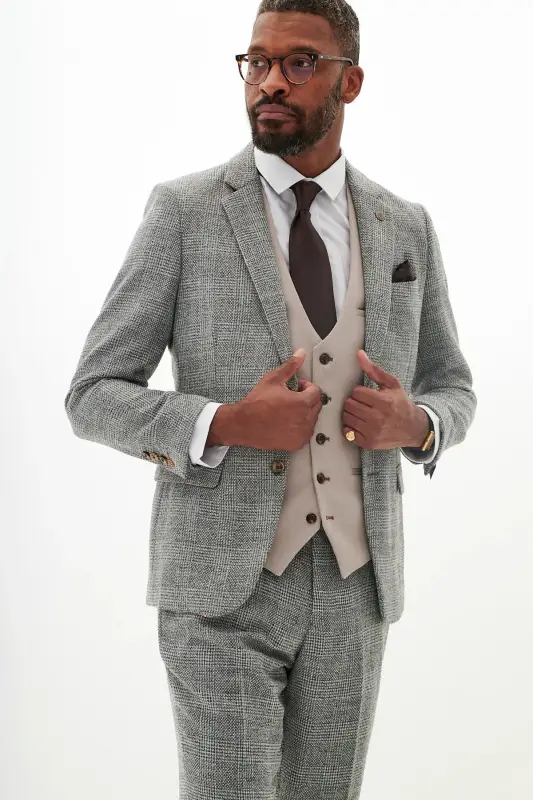 3-delad kostym för herr – Marc Darcy Kris Silvergrå Mix and Match - Bild 5