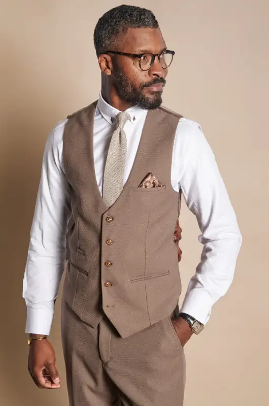 3-delad kostym - Ljusbrunt Herrkostym - Marc Darcy HM5 Tan Suit - Bild 8