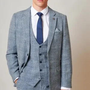 3-delad tweedkostym - Marc Darcy Kris Ljusblå