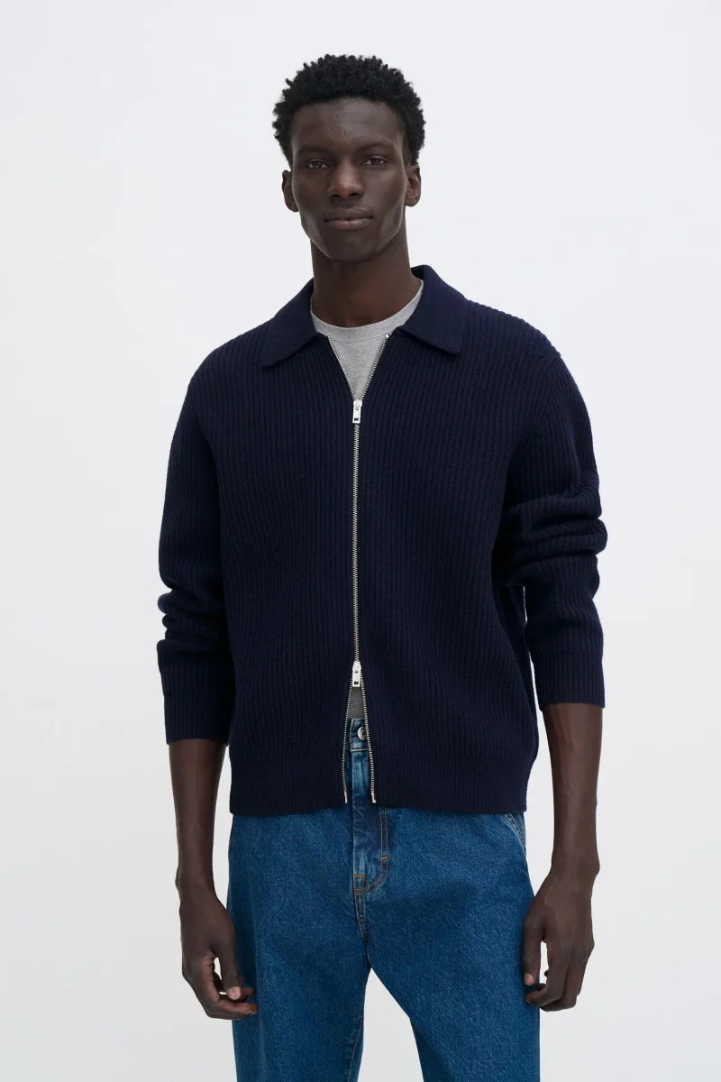Filippa K Cardigan Ribbed Wool Zip