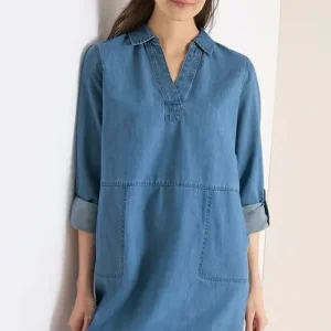 Knälång klänning i denim-look från Cecil