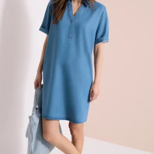 Knälång klänning i denimlook från Cecil