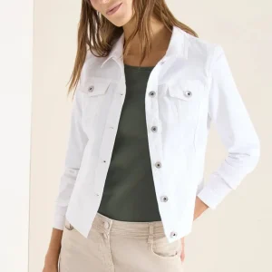 Jeansjacka med bröstfickor och knappar från Cecil,vit