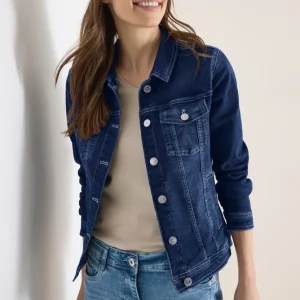 Jeansjacka med bröstfickor och knappar från Cecil, mellanblå
