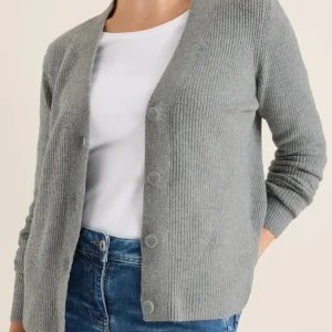 Kofta med strukturdetalj, grå melange