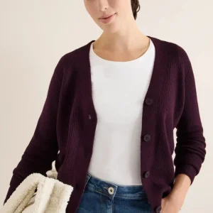 Kofta med strukturdetalj, Vinröd