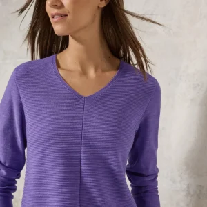 V-ringad tröja med struktur ,  wild lilac melange