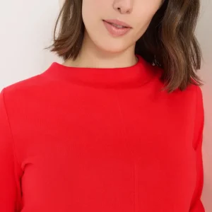 Enfärgad tröja med trattkrage, pumpa röd