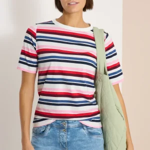 Kortärmad T-shirt med flerfärgade ränder