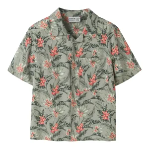Blommig Kortärmad Skjorta