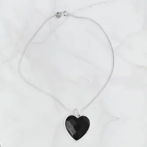 Halsband Big Heart Svart och Silver