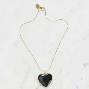 Halsband Big Heart Svart Guld