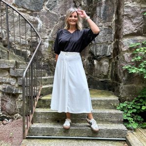 Mönsterpaket Kjol Emilia i Triacetat Vit