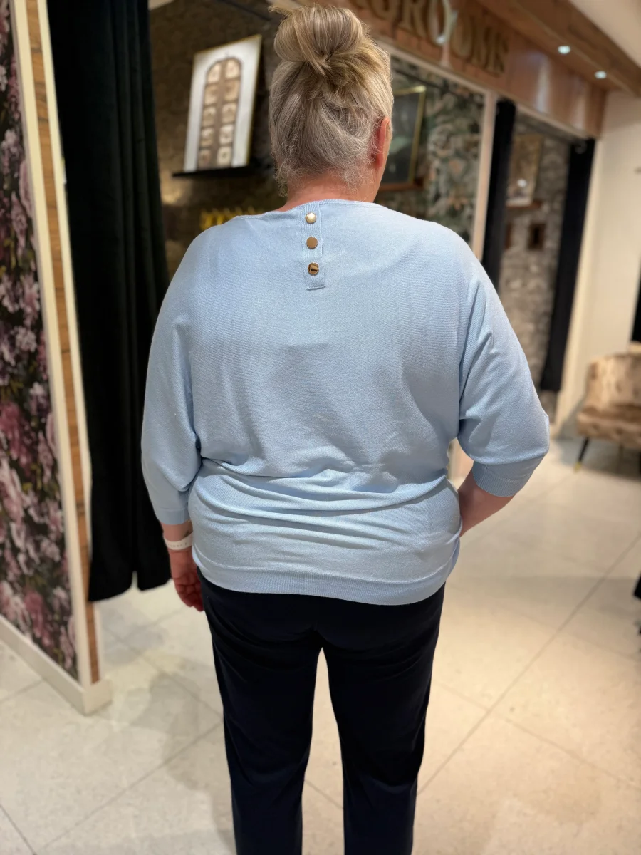 Ljusblå stickad tröja från YESTA A006101 - Bild 4