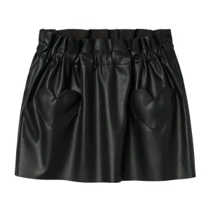 Svart PU Kjol Hjärtan