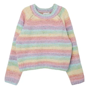 Regnbågsrandig Stickad Tröja