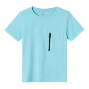 Kortärmad Blå T-shirt med ficka