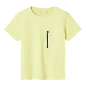 Kortärmad T-shirt med ficka Gul