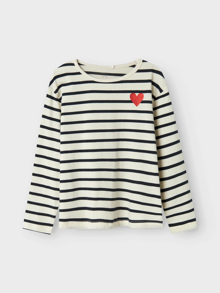 Vit blå Randig topp med hjärta - Bild 4