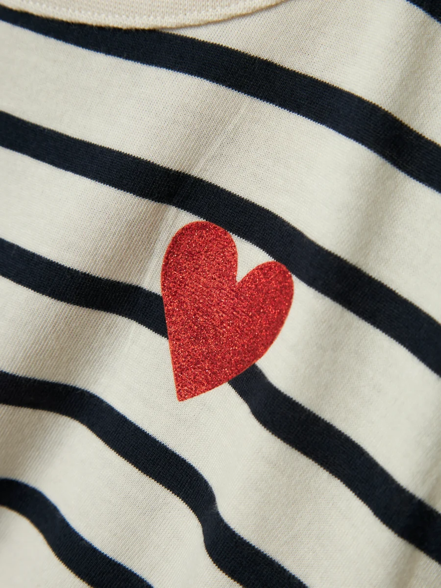 Vit blå Randig topp med hjärta - Bild 5