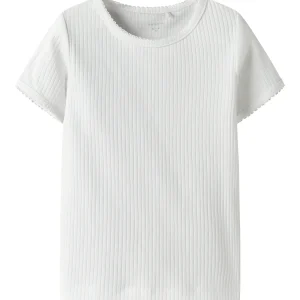 Enfärgad Vit ribbad T-shirt