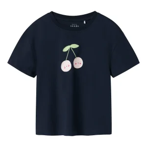 Kortärmad Blå T-shirt Körsbär