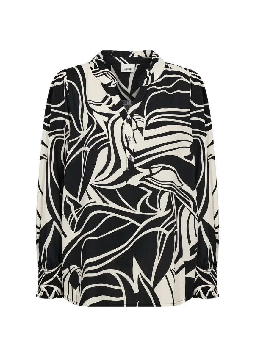Svart/vit mönstrad blus från Wasabi W10686 - Bild 4