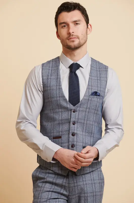 Blått rutigt kostym - Abbott Blue Tweed Check - Bild 6