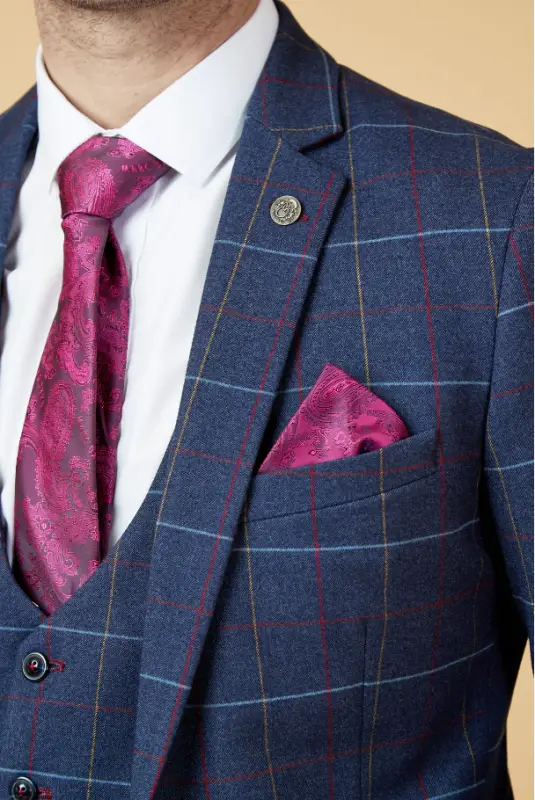 Blått rutigt kostym - Marc Darcy Drake Navy - Bild 3