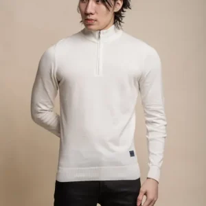 Cavani Avanti Ecru – Pullover Herr med Dragkedja