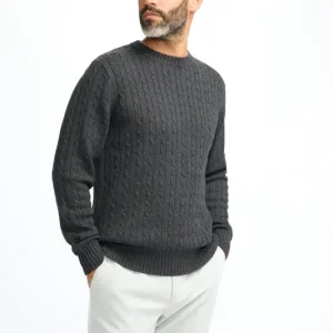 Cavani Foston Antracit – Kabelstickad ulltröja för herr