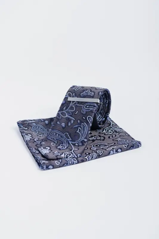 Cavani - Grå Navy Paisley Slips set - Bild 2