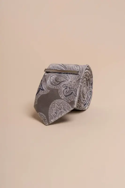 Cavani - Grå Paisley Slipsset