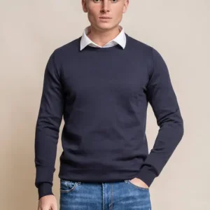 Cavani KN101 Marinblå – Stickad tröja för herr