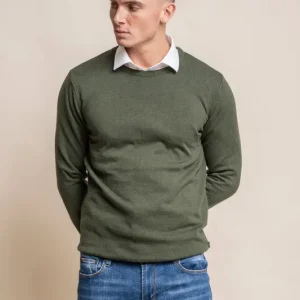 Cavani KN101 Olivgrön – Stickad tröja för herr