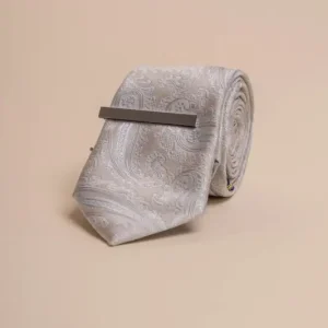 Cavani - Ljusgrå Paisley Slipsset