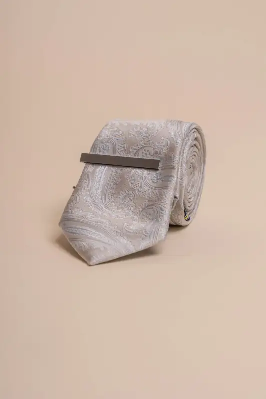 Cavani - Ljusgrå Paisley Slipsset - Bild 2